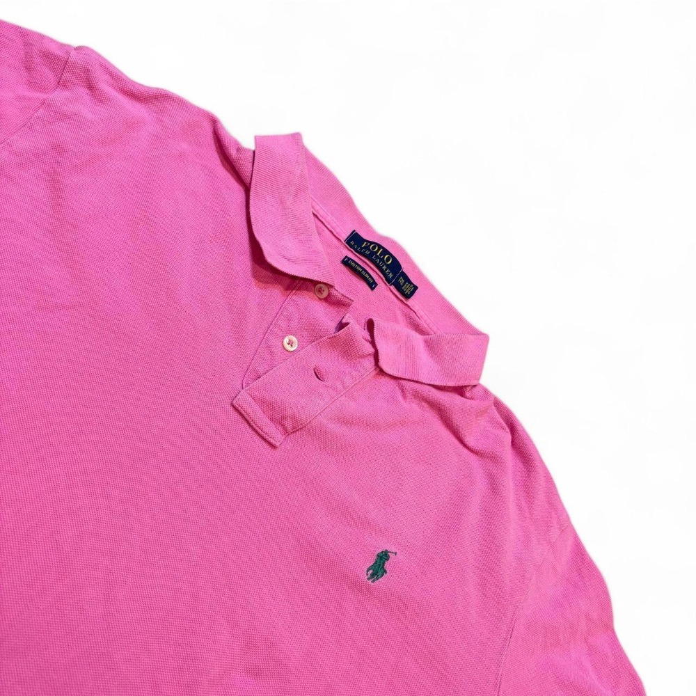Polo Ralph Lauren Men XXL Custom Slim Fit Pink Polo Shirt Green Pony Logo